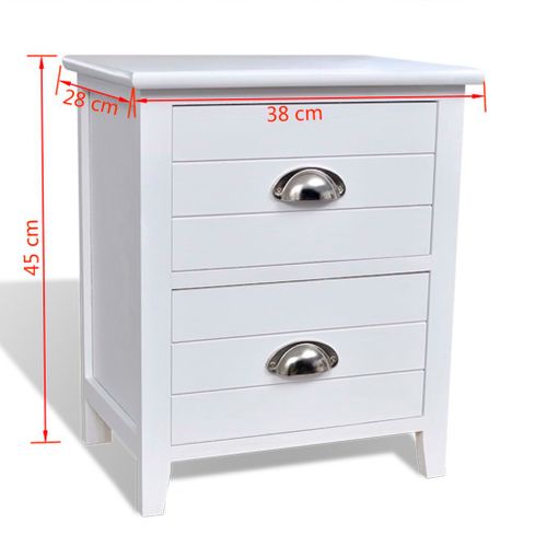 Lot De 2 Tables De Nuit Chevet Commode Armoire Meuble Chambre Avec 2 Tiroirs Blanc 14