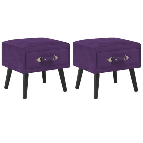 Table De Nuit Chevet Meuble Chambre 2 Pcs Violet Foncé 40x35x40 Cm Velours 1402050