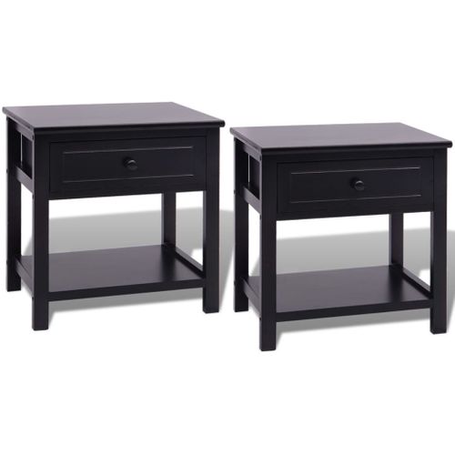 Lot De 2 Tables De Nuit Chevet Commode Armoire Meuble Chambre Mdf Noir 1402045