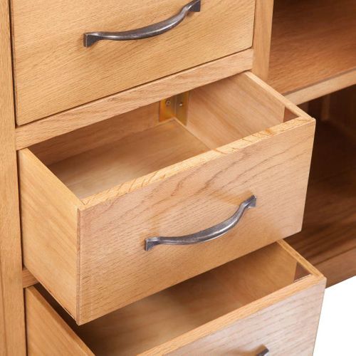 Buffet Bahut Armoire Console Meuble De Rangement Avec 3 Tiroirs 110 Cm Bois De Chêne