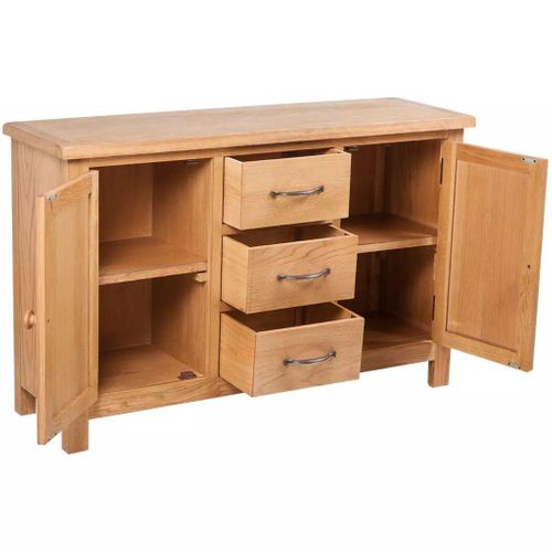 Buffet Bahut Armoire Console Meuble De Rangement Avec 3 Tiroirs 110 Cm Bois De Chêne