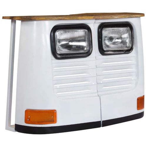 Meuble De Bar Bois De Manguier Massif Forme De Camion Blanc 4402
