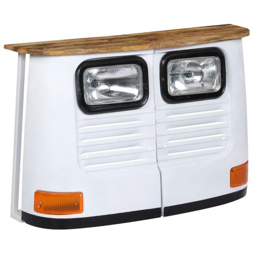 Meuble De Bar Bois De Manguier Massif Forme De Camion Blanc 4402