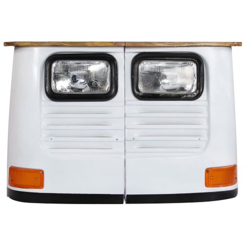 Meuble De Bar Bois De Manguier Massif Forme De Camion Blanc 4402