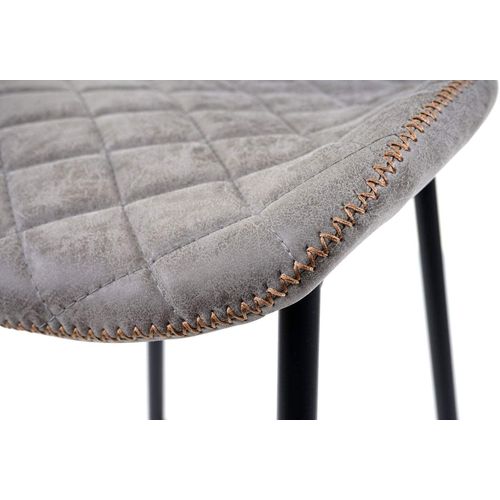 2x Tabourets De Bar En Synthétique Gris Aspect Daim Repose-pieds Tdb04059