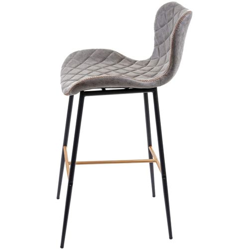 2x Tabourets De Bar En Synthétique Gris Aspect Daim Repose-pieds Tdb04059