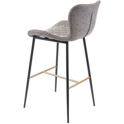2x Tabourets De Bar En Synthétique Gris Aspect Daim Repose-pieds Tdb04059
