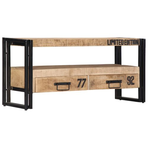 Meuble Télé Buffet TV Télévision Design Pratique 100 Cm Bois Massif De Manguier 25022