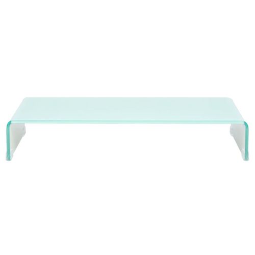 Meuble Télé Buffet TV Télévision Design Pratique Support Pour Moniteur 70 Cm Verre Bl