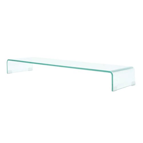 Meuble Télé Buffet TV Télévision Design Pratique Pour Moniteur 100 Cm Verre Transparent 2502040