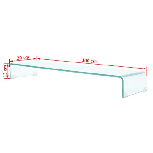 Meuble Télé Buffet TV Télévision Design Pratique Pour Moniteur 100 Cm Verre Transparent 2502040