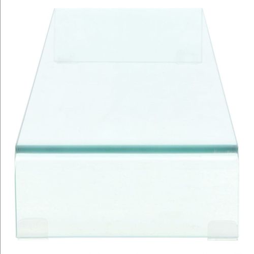 Meuble Télé Buffet TV Télévision Design Pratique De Moniteur 110 Cm Verre Transparent