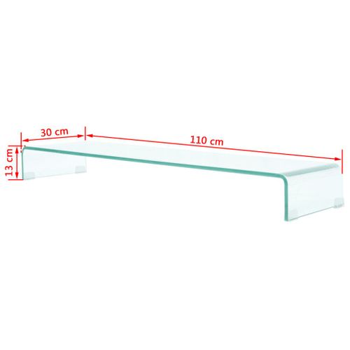 Meuble Télé Buffet TV Télévision Design Pratique De Moniteur 110 Cm Verre Transparent