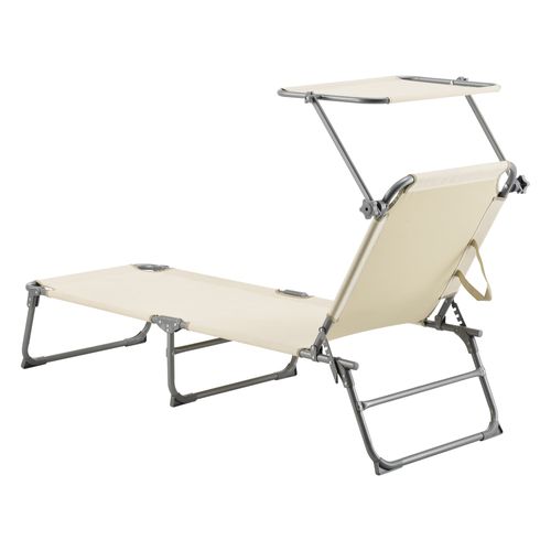 Transat Bain De Soleil Avec Pare-soleil Acier Polyester Argenté Mat Beige 03_0006410