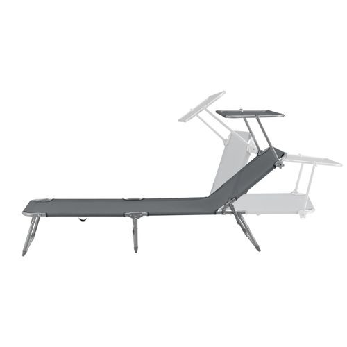 Transat Bain De Soleil Avec Pare-soleil Acier Polyester Argenté Mat Gris Foncé 03_000