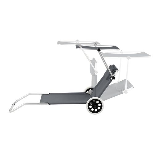 Transat Bain De Soleil à Roulettes Lazkano Aluminium Polyester Argenté Mat Gris Foncé