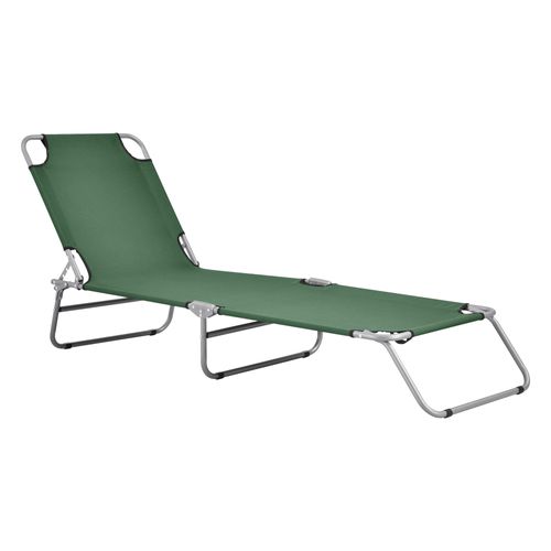Transat Bain De Soleil Inclinable Acier Polyester Argenté Mat Vert Foncé 03_0006422