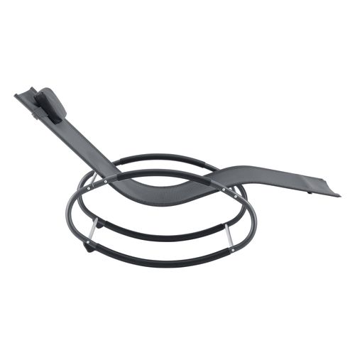 Lot De 2 Bains De Soleil à Bascule Acier Textile Gris Foncé 03_0006424