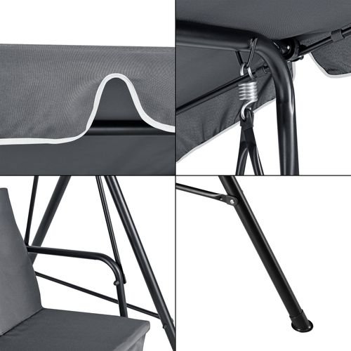 Balancelle De Jardin 3 Places Charge Max. 270 Kg 172 X 112 X 152 Cm Gris Foncé 03_000