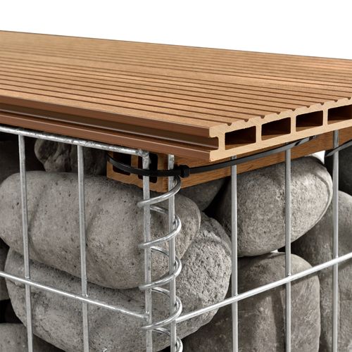 Banc De Jardin Gabion 100 X 30 X 5 Cm Marron Clair Teck 03_0006436