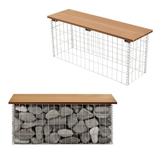 Banc De Jardin Gabion 100 X 30 X 5 Cm Marron Clair Teck 03_0006436