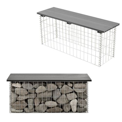 Banc De Jardin Gabion 100 X 30 X 5 Cm Gris 03_0006440