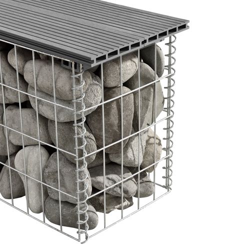 Banc De Jardin Gabion 100 X 30 X 5 Cm Gris 03_0006440