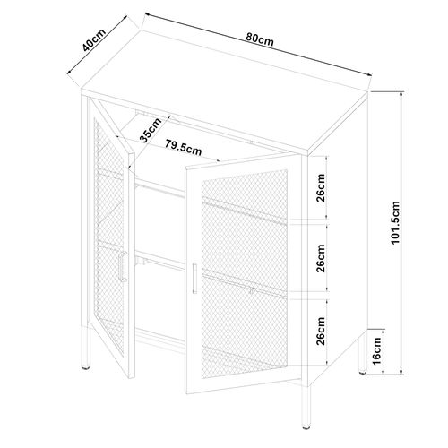 Buffet Métallique Acier 102 X 80 X 40 Cm Noir