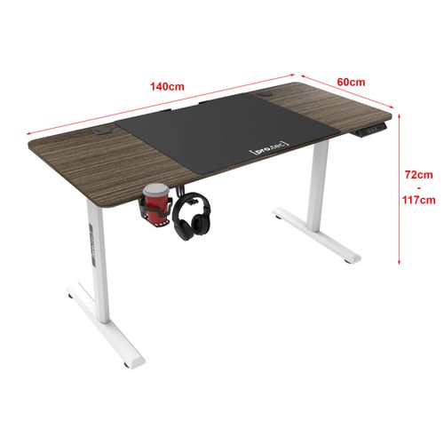 Bureau Poste De Travail Table Électrique à Hauteur Réglable 140 X 60 X 72 - 117 Cm Ef