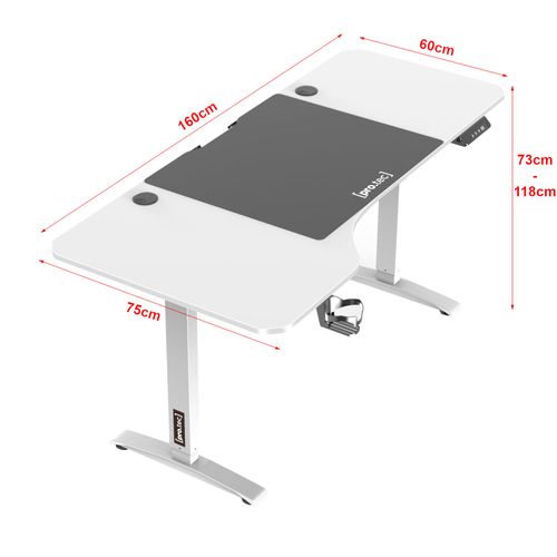 Bureau Poste De Travail Table Électrique à Hauteur Réglable 73 - 118 Cm En Forme De L