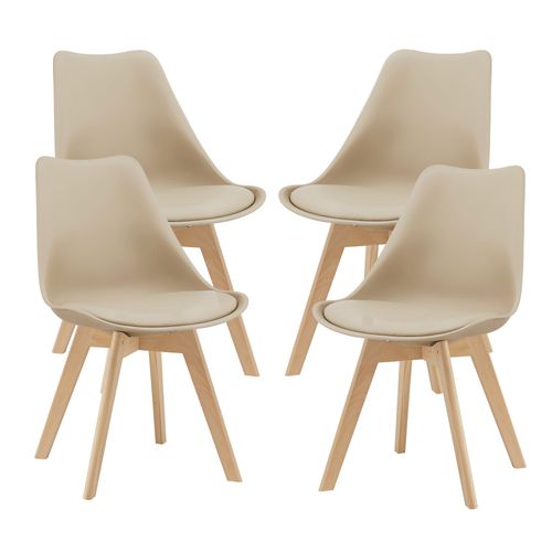 Lot De 4 Chaises De Salle à Manger Simili Hêtre Beige 03_0006760