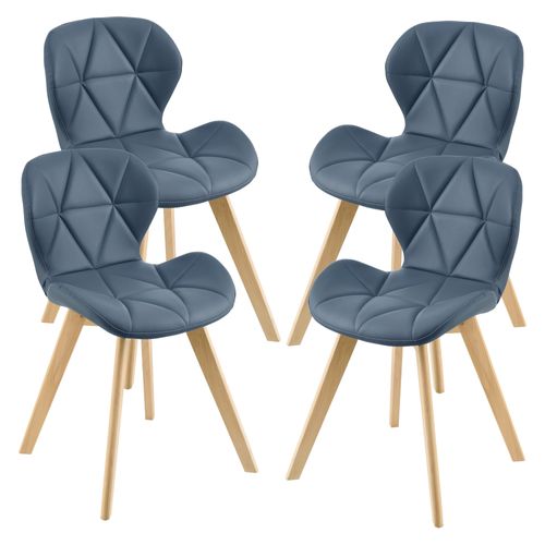 Lot De 4 Chaises Simili 81 X 57 X 49 Cm Bleu 03_0006774