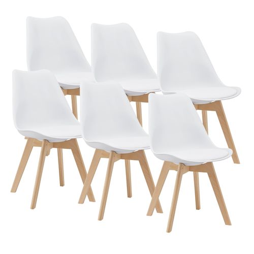 Lot De 6 Chaises De Salle à Manger Simili Hêtre Blanc 03_0006778
