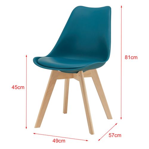 Lot De 6 Chaises De Salle à Manger Simili Hêtre Turquoise 03_0006784