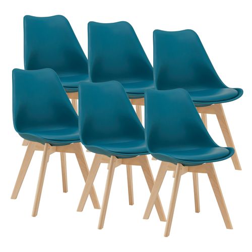 Lot De 6 Chaises De Salle à Manger Simili Hêtre Turquoise 03_0006784