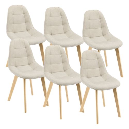 Lot De 6 Chaises De Salle à Manger 86 X 53 X 47 Cm Beige 03_0006785