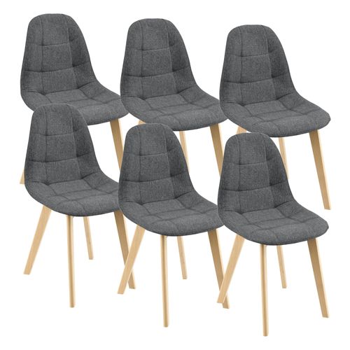 Lot De 6 Chaises De Salle à Manger 86 X 53 X 47 Cm Gris Foncé 03_0006788