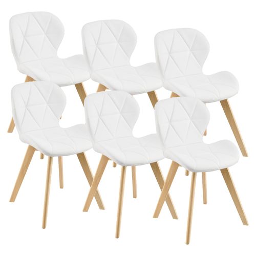 Lot De 6 Chaises Simili 81 X 57 X 49 Cm Blanc 03_0006790