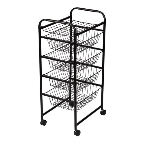 Chariot De Cuisine Roulant 87 X 41 X 31,5 Cm Avec 4 Paniers Noir 03_0006794