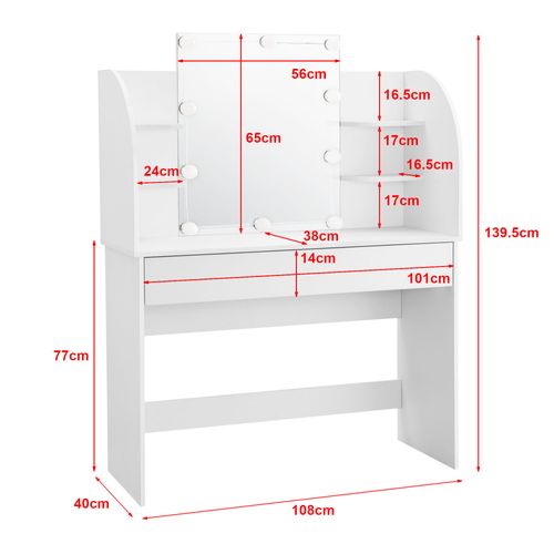 Coiffeuse Table De Maquillage Avec 10 LED Blanc 03_0006815
