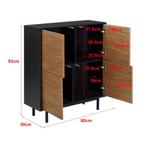 Commode Stylée Meuble De Rangement Pratique Gnosjö à 4 Portes 93 X 80 X 30 Cm Noir Ef