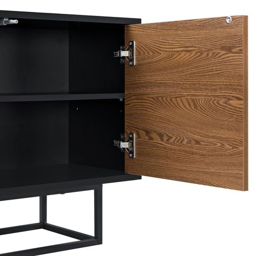 Commode Stylée Meuble De Rangement Pratique Gnosjö à 4 Portes 93 X 80 X 30 Cm Noir Ef