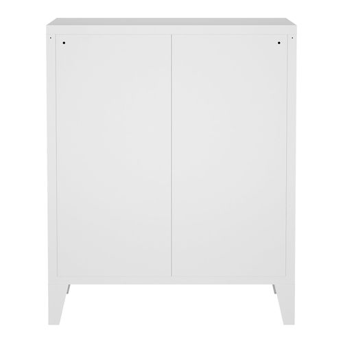 Commode Stylée Meuble De Rangement Pratique Métallique Acier 72 X 60 X 40 Cm Blanc 03