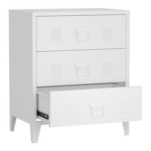 Commode Stylée Meuble De Rangement Pratique Métallique Acier 72 X 60 X 40 Cm Blanc 03