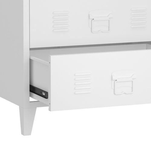 Commode Stylée Meuble De Rangement Pratique Métallique Acier 72 X 60 X 40 Cm Blanc 03