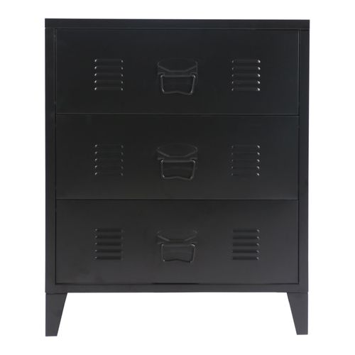 Commode Stylée Meuble De Rangement Pratique Métallique Acier 72 X 60 X 40 Cm Noir 03_