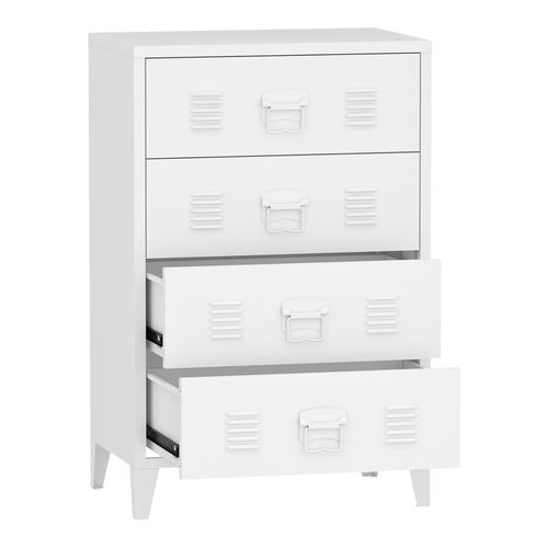 Commode Stylée Meuble De Rangement Pratique Métallique Hämeenlinna Avec 4 Tiroirs Aci