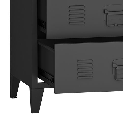 Commode Stylée Meuble De Rangement Pratique Métallique Avec 4 Tiroirs Acier 92 X 80 X