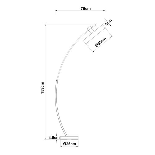 Lampadaire Lampe Lumière Luminaire Métal 159 X 75 X 35 Cm Gris 03_0007318