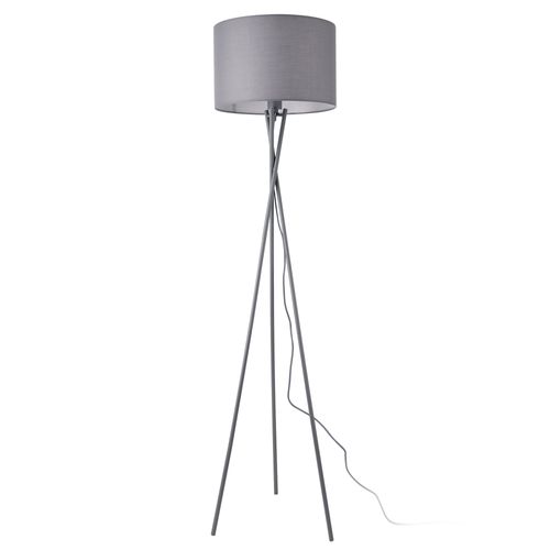 Lampadaire Lampe Lumière Luminaire Trépied E27 Métal Tissu Hauteur 154 Cm Gris 03_000